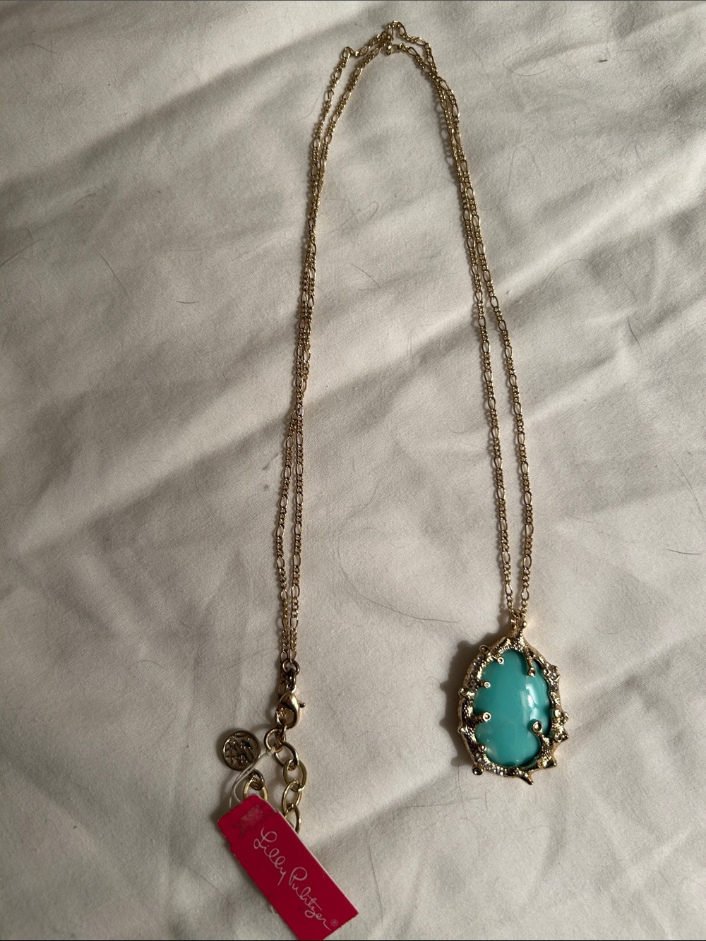 Lilly Pulitzer Gold toned Necklace with Turquoise Pendant NWT
